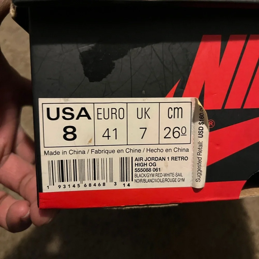 Jordan High-Top Sneakers in Black, White & Red